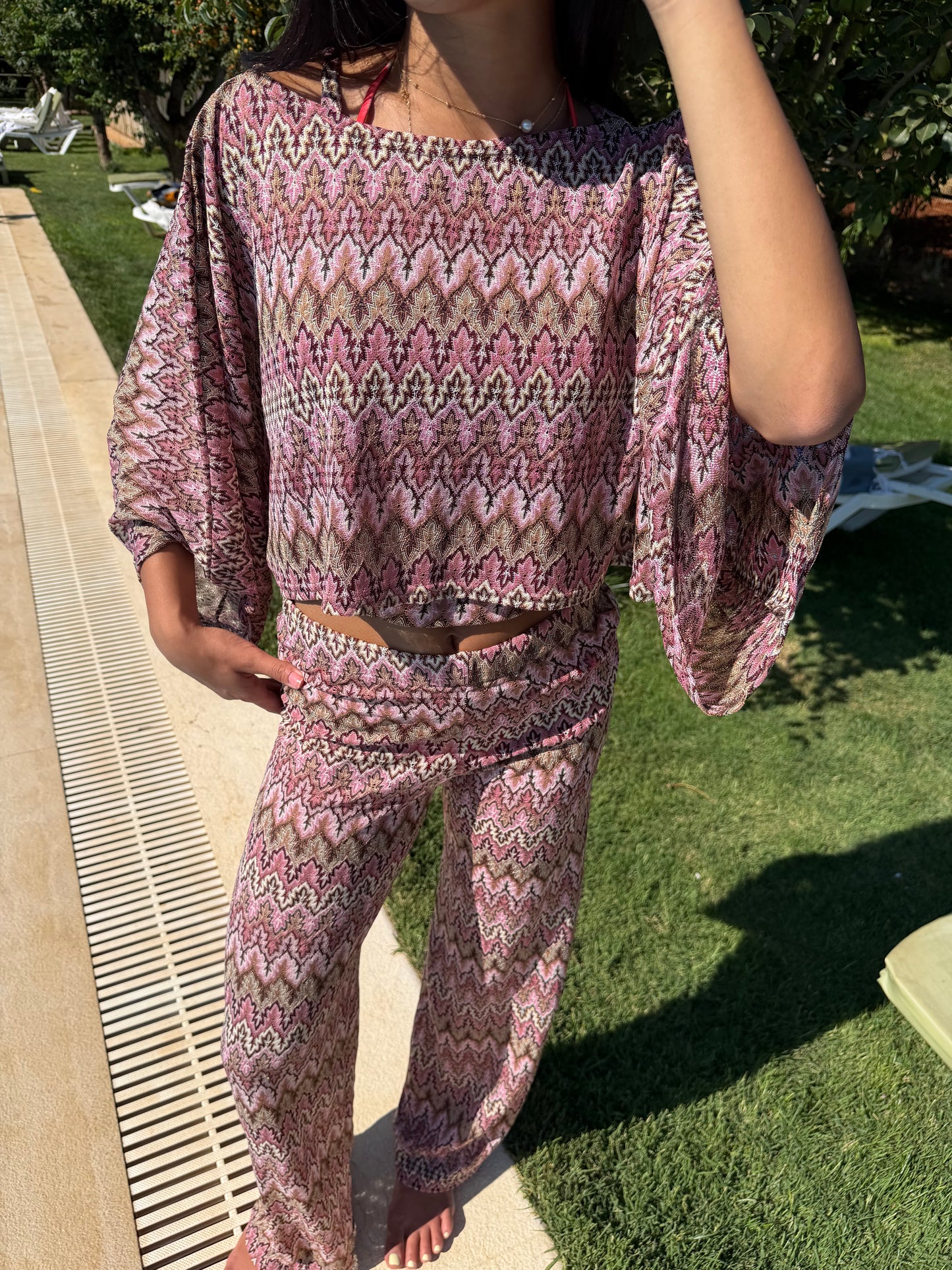 Hibiscus Berry Poncho Top