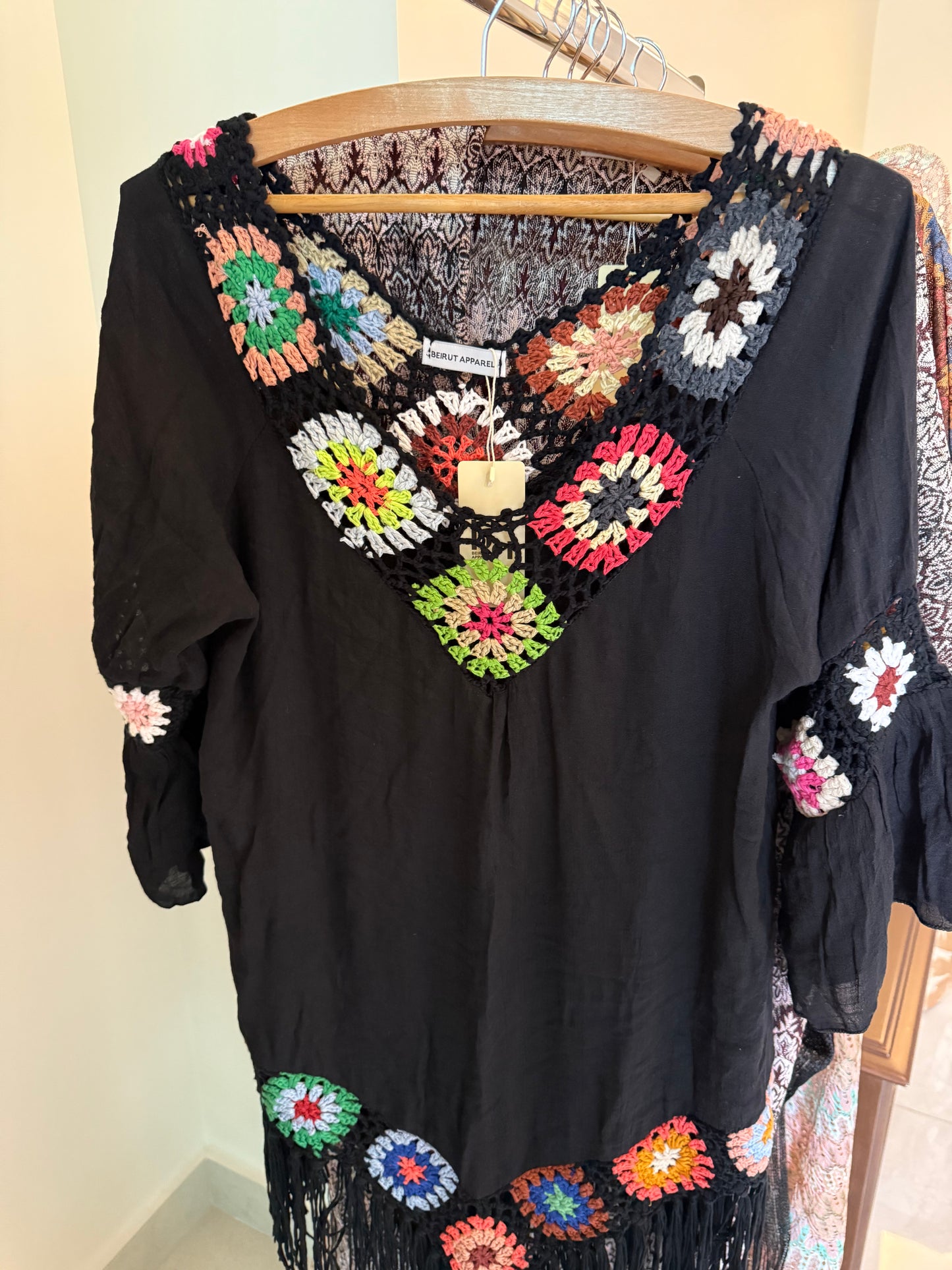 Short Cover Up Dress with Fringes