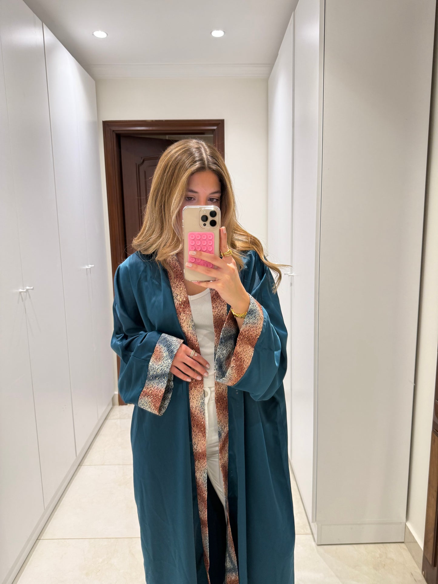 Blue Satin Abaya