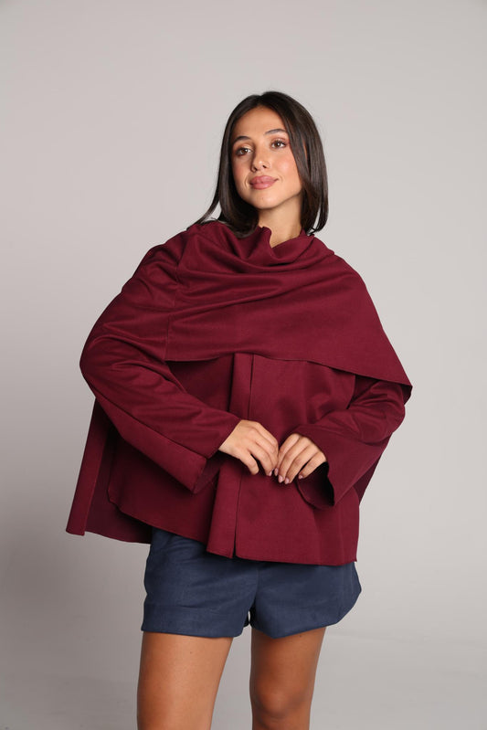Camille Scarf Jacket - Bordeaux