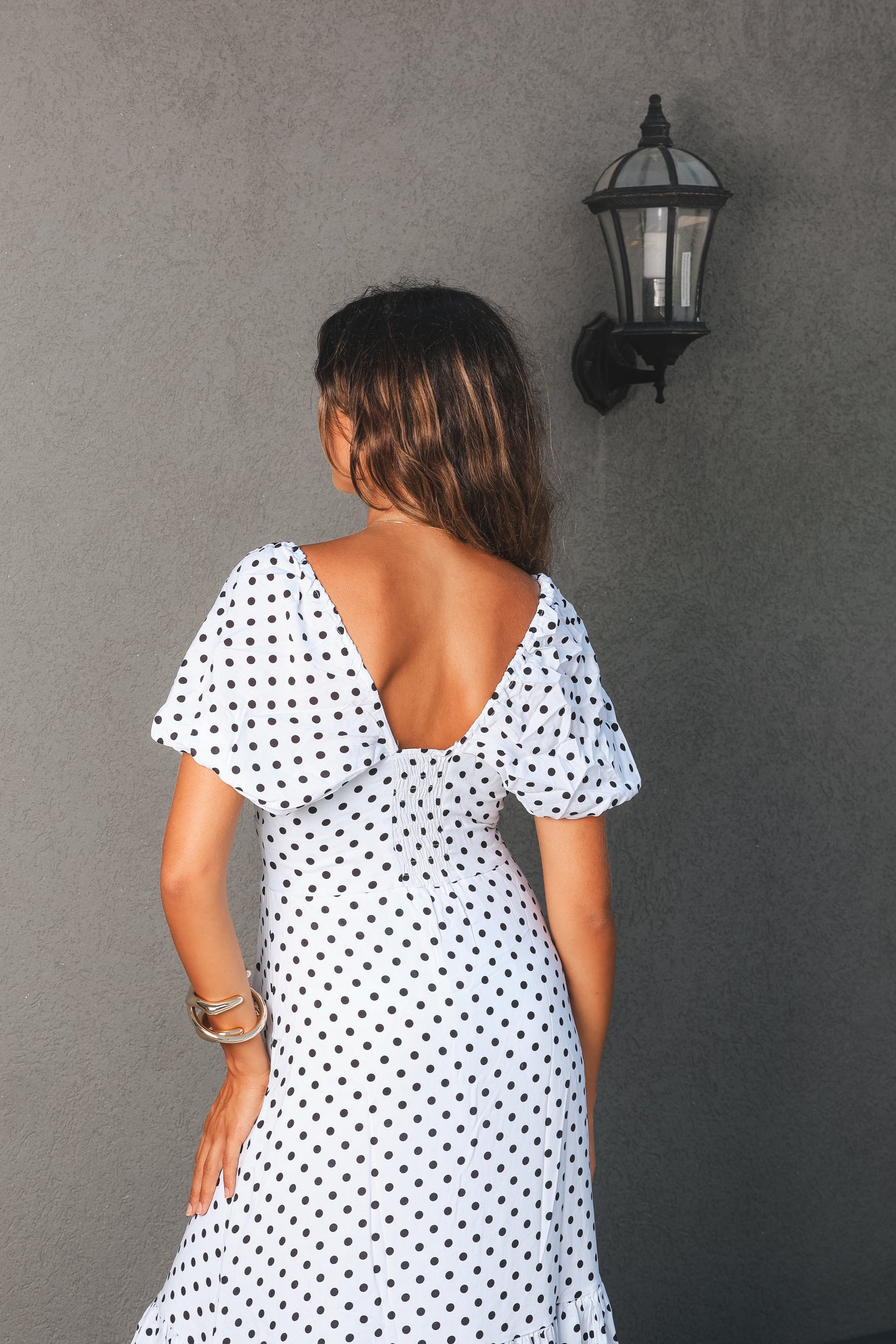White Polka Dress