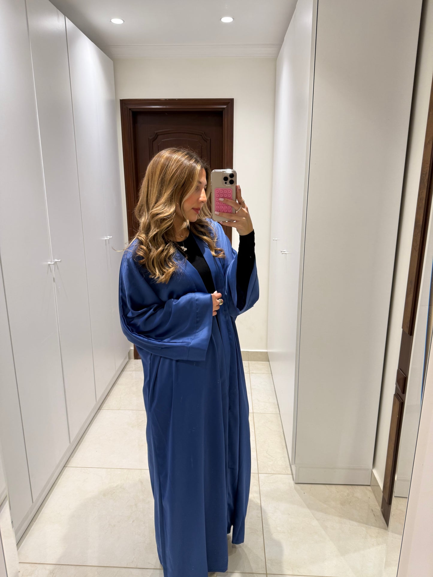 Navy Satin Abaya