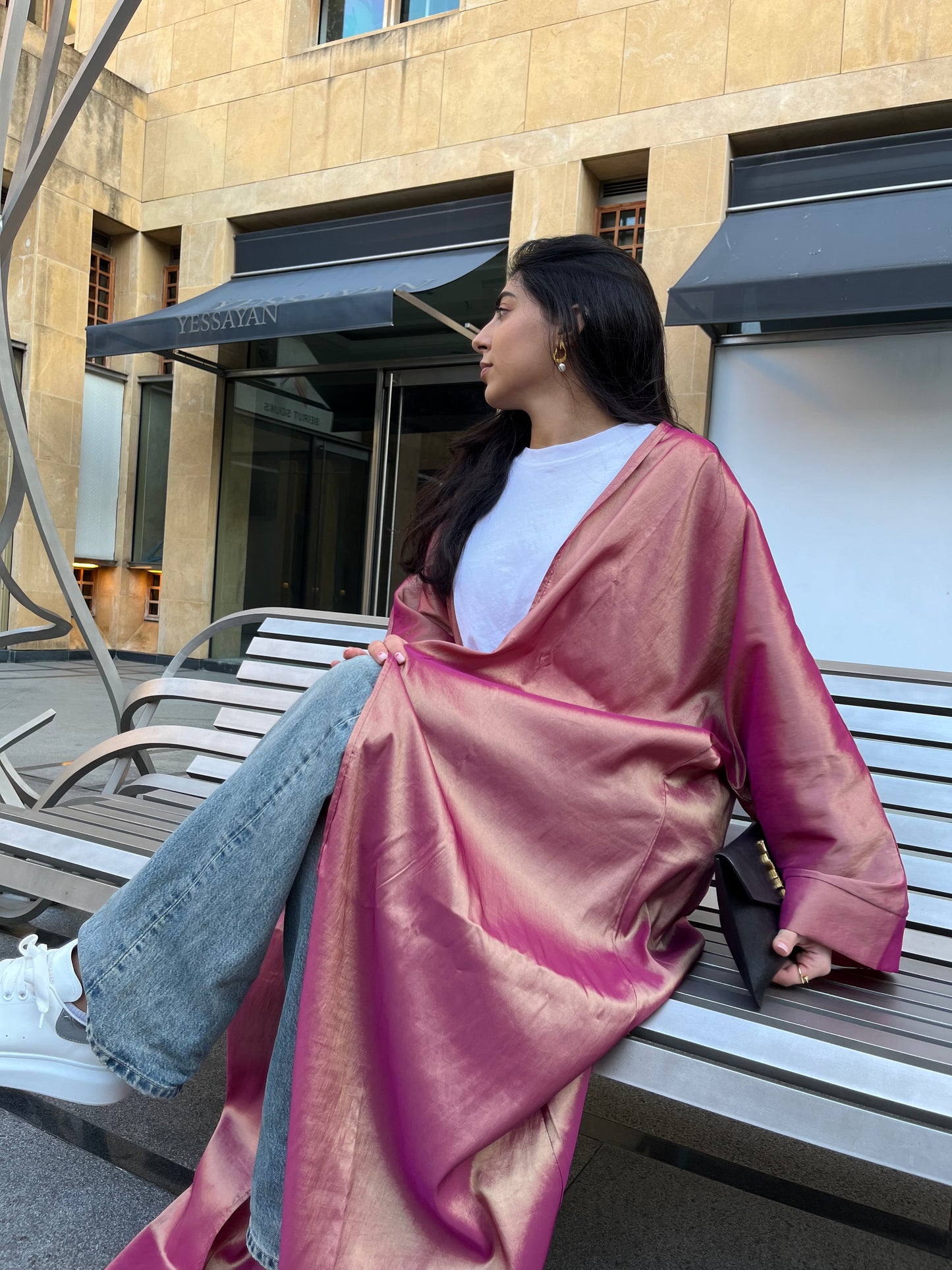 Pink Reflective Abaya