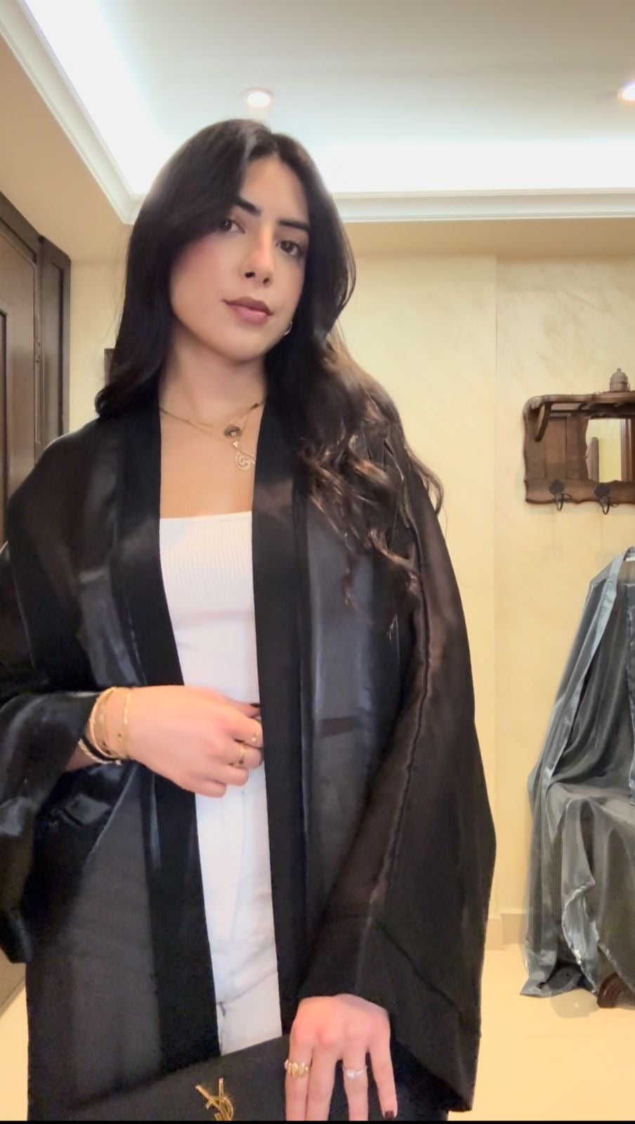 Metallic Black Chiffon Abaya