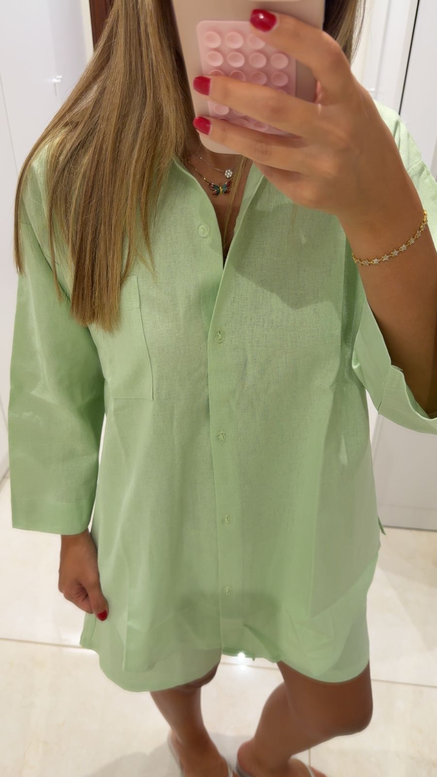 Light Green Linen Chemise