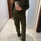 Olive Martini Suede Cargo Trousers