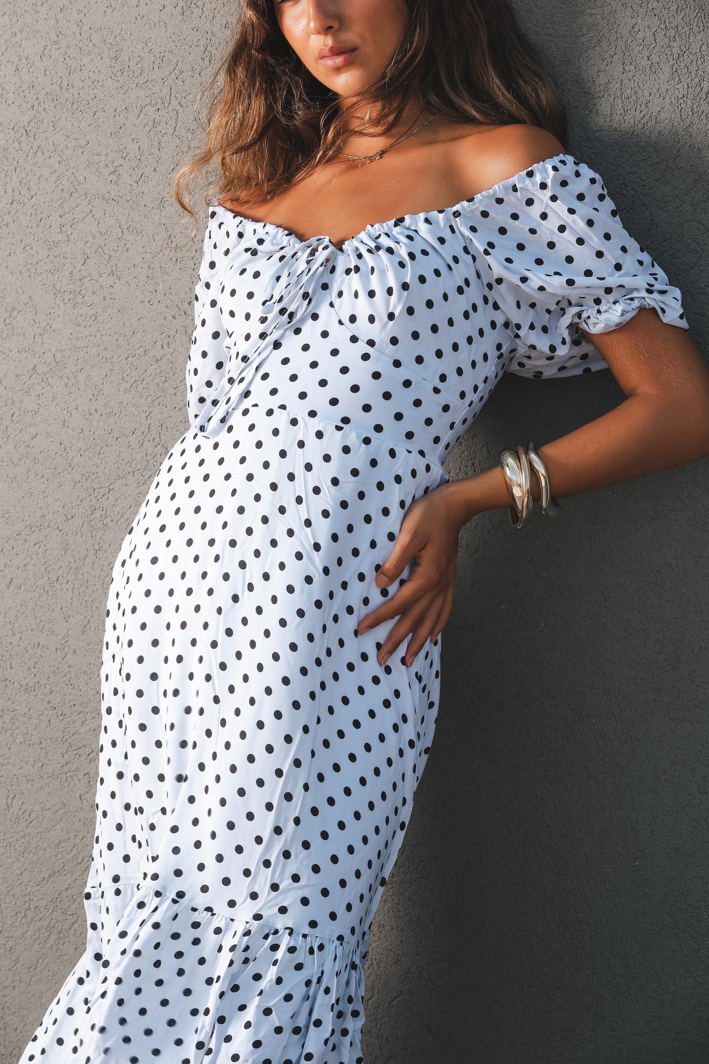 White Polka Dress
