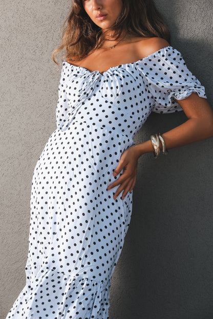 White Polka Dress