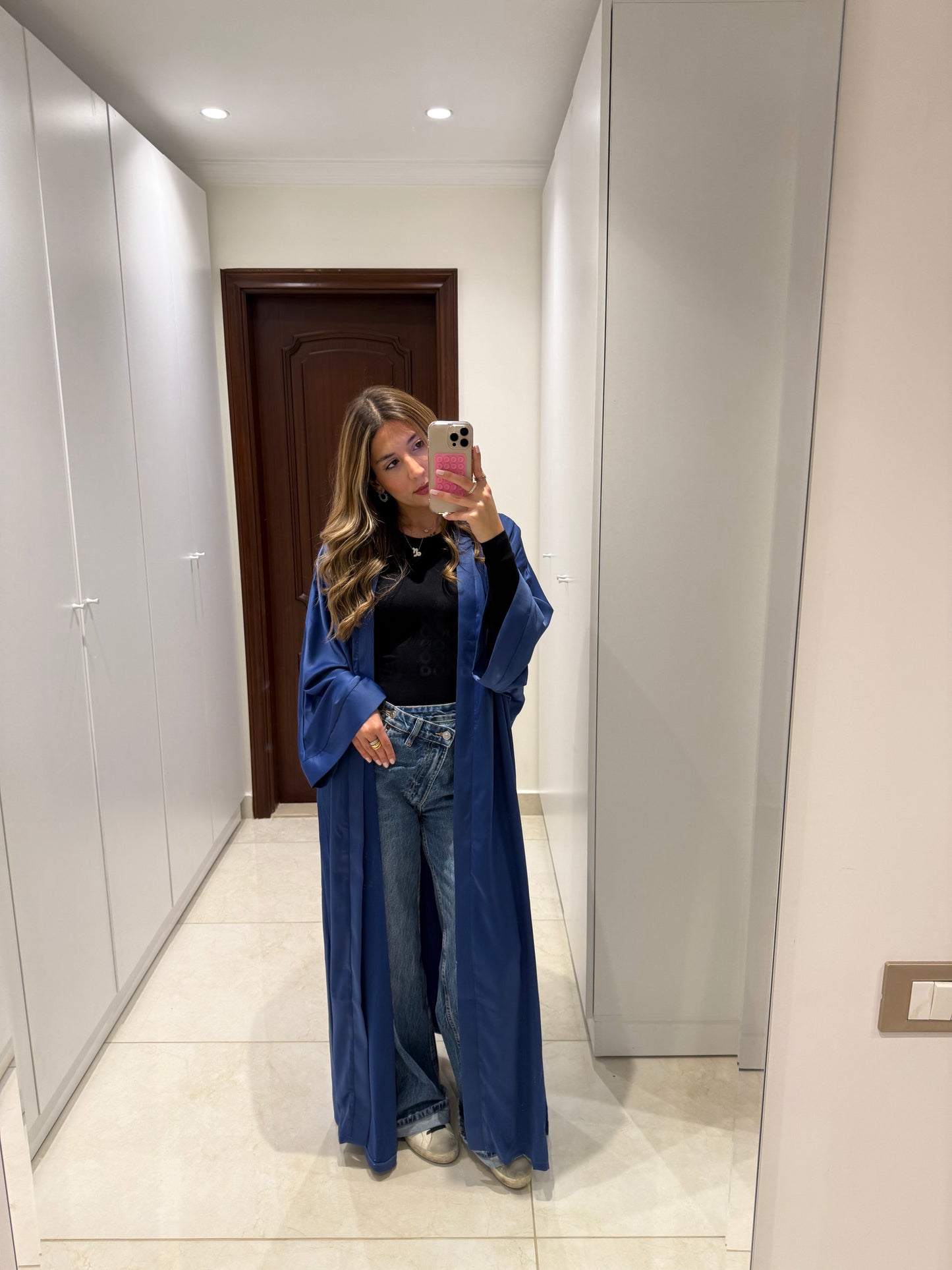 Navy Satin Abaya