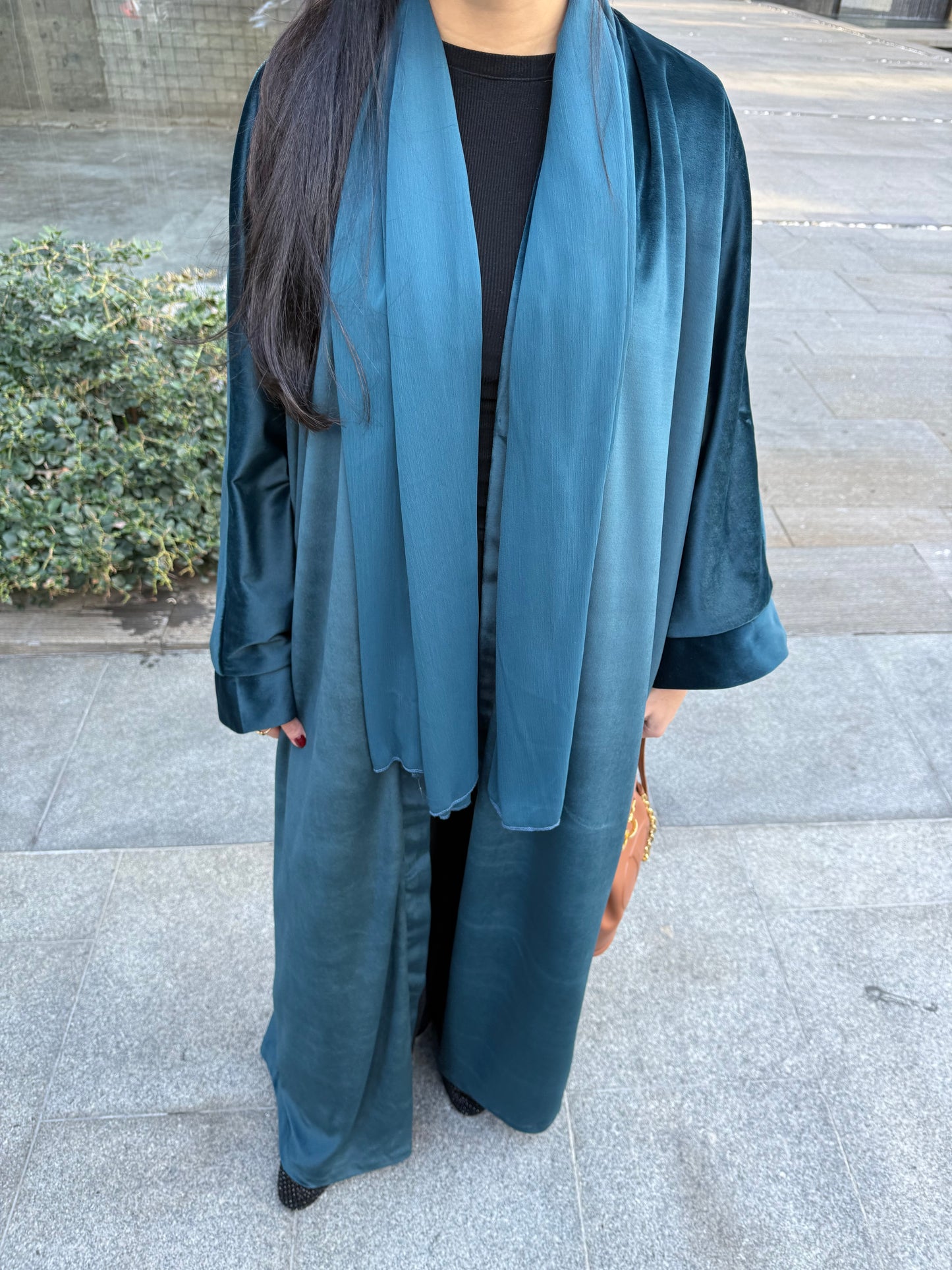 Teal Velvet Abaya