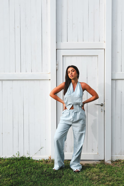 Signature Light Blue Linen Pants