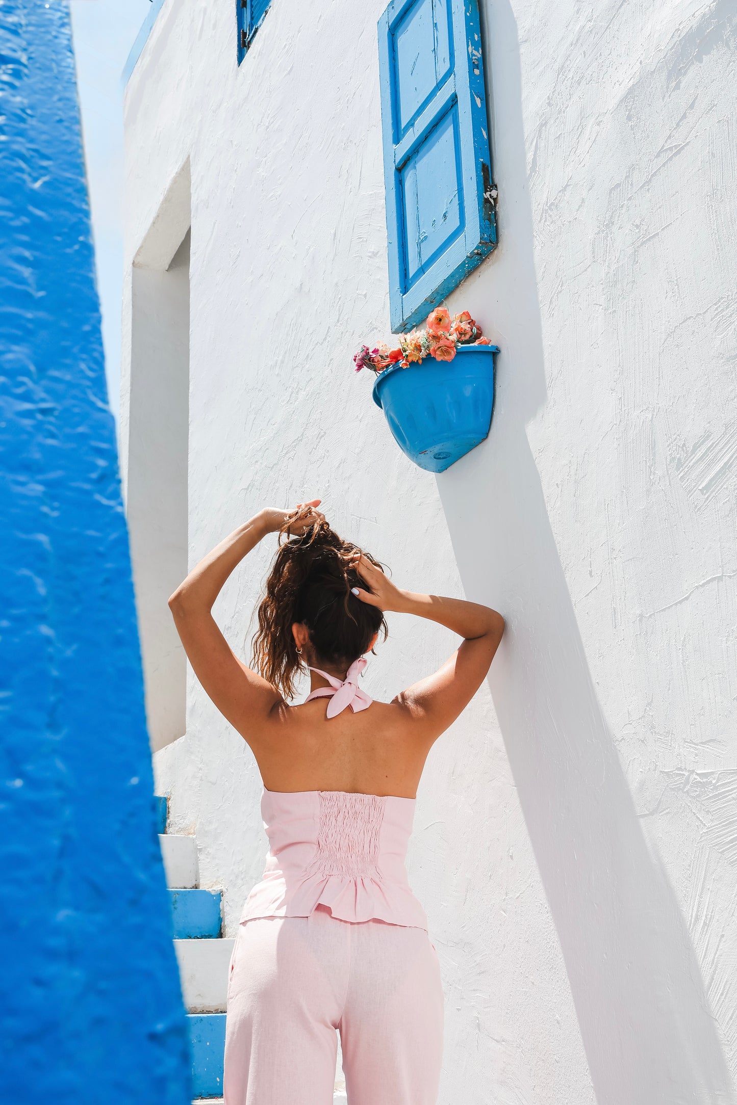 Signature Pink Linen Halter Top