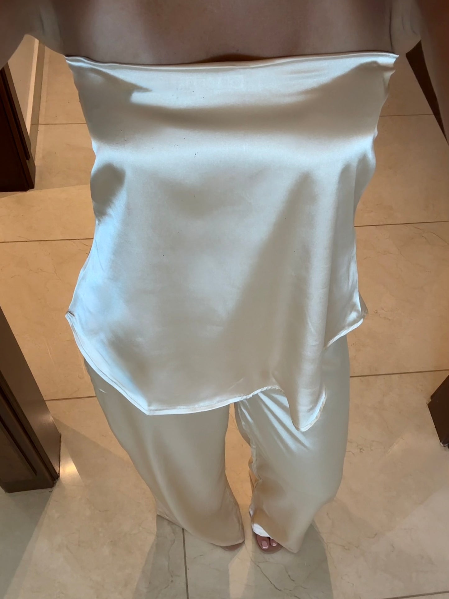 Champagne Muse Strapless Satin Set