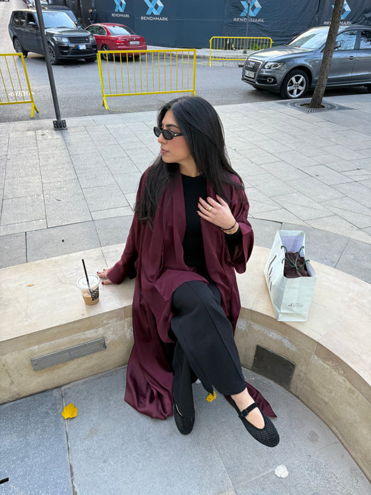 Cherry Satin Abaya