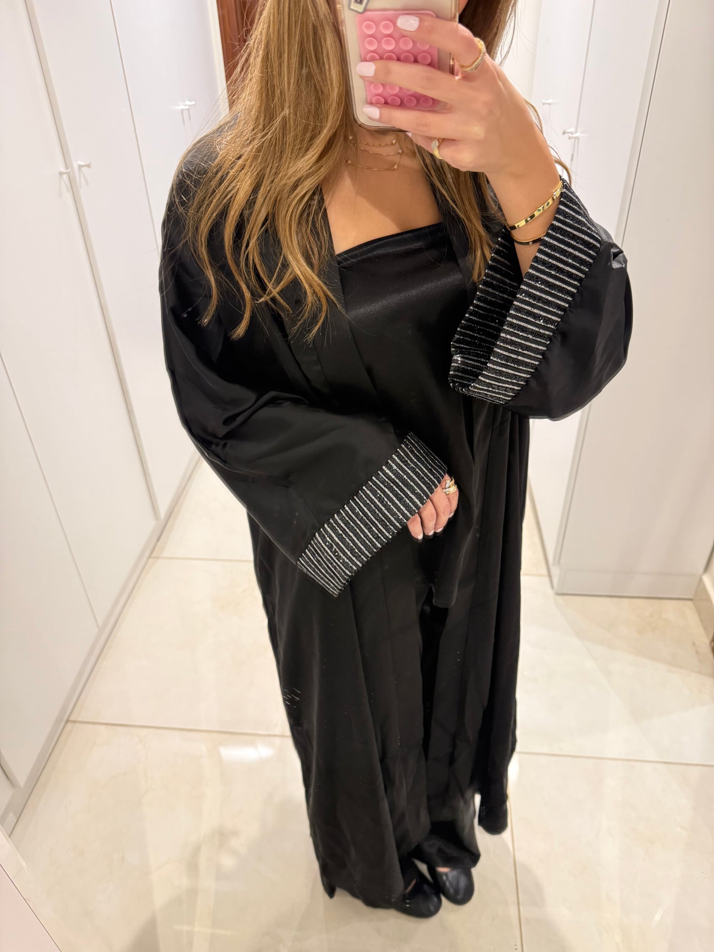 Noir Silver Abaya