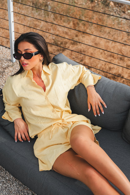 Signature Yellow Linen Shorts
