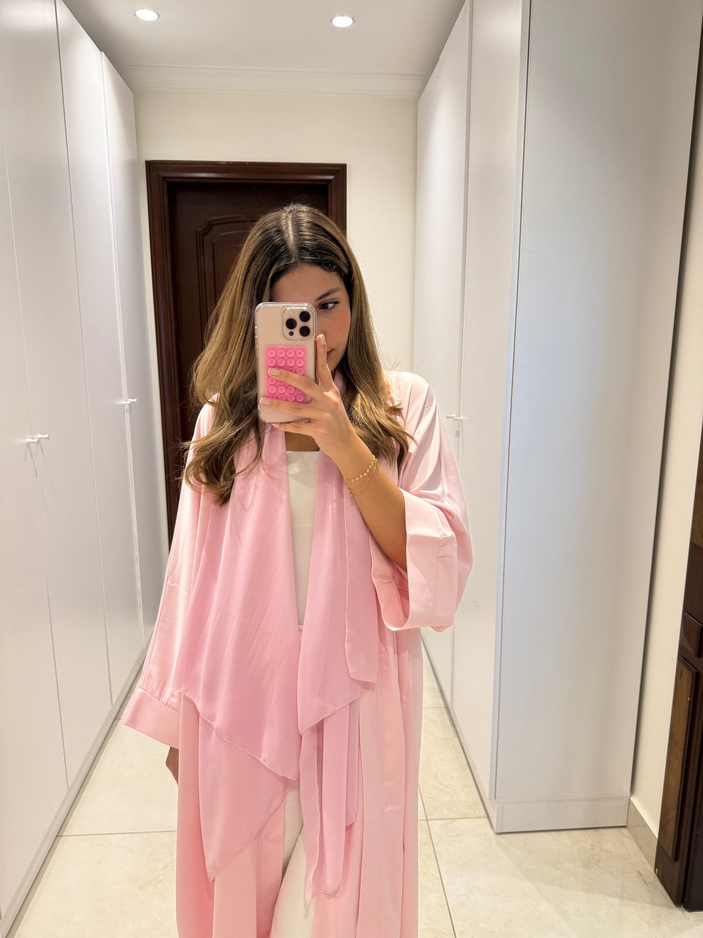 Pink Satin Abaya