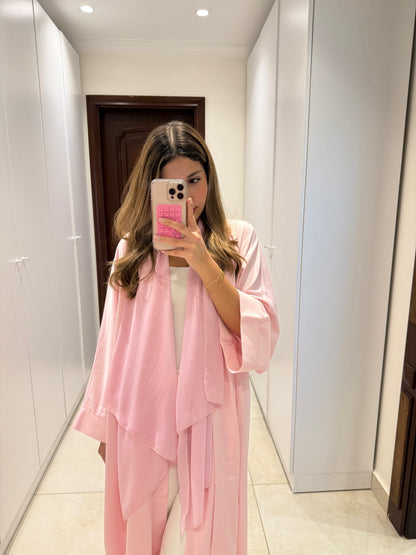 Pink Satin Abaya