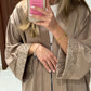 Beige Satin Abaya
