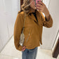 Honey Cognac Biker-Style Suede Jacket