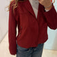 Crushed Cabernet Biker-Style Suede Jacket