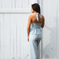 Light Blue Linen Halter Top