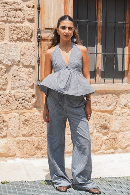 Navy Gingham Pants
