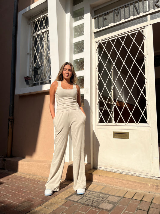 Ribbed Beige Tank Top