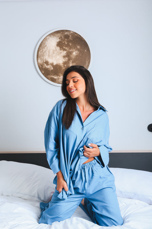 Blue Linen Chemise