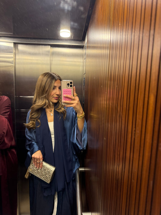 Blue Satin Abaya