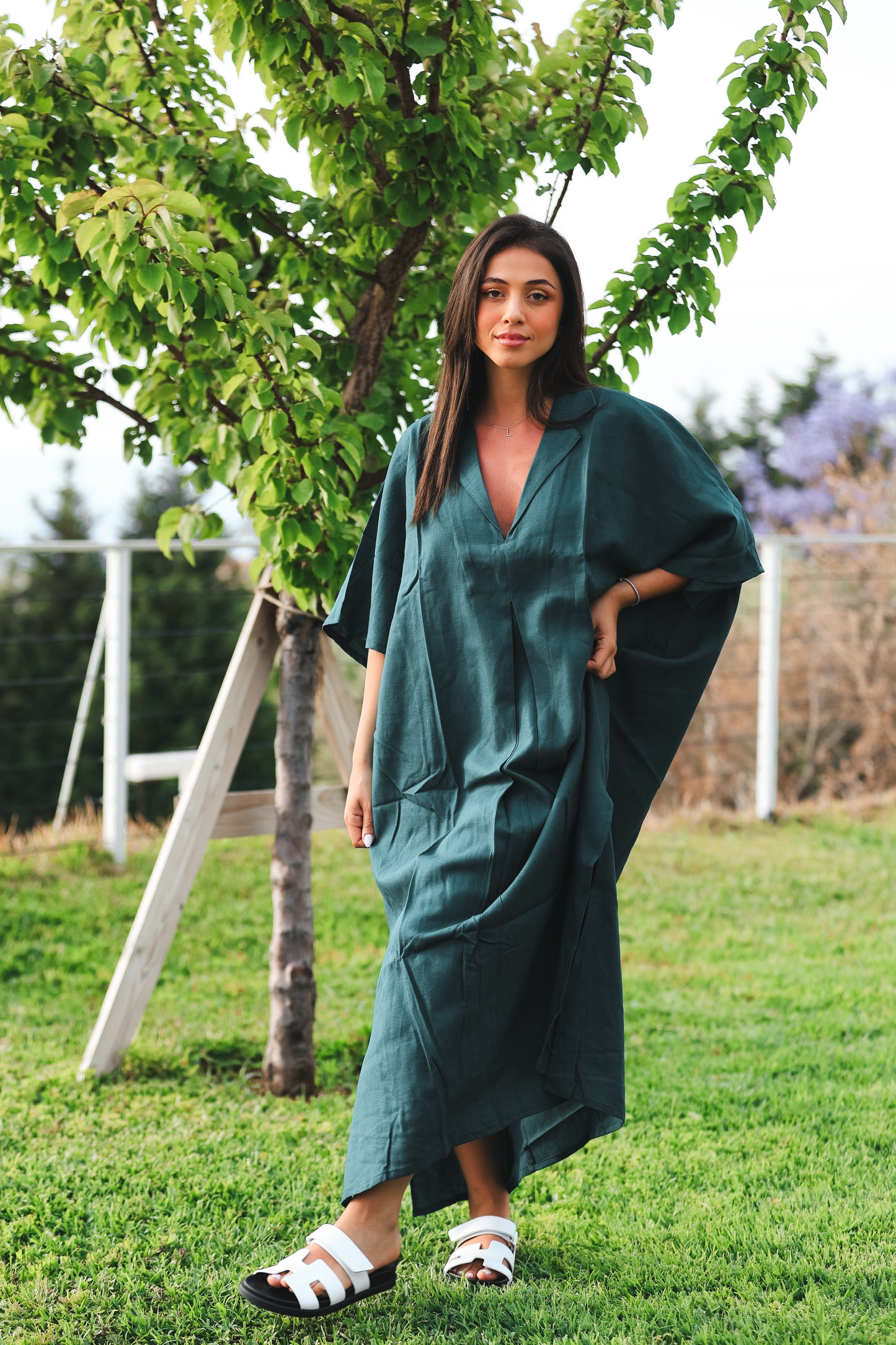 Green Linen Tunic Dress