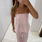 Strapless Pink Top