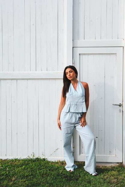 Signature Light Blue Linen Pants