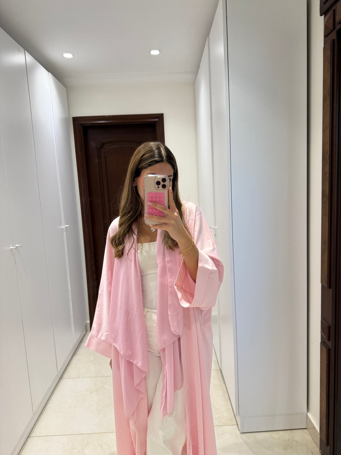 Pink Satin Abaya