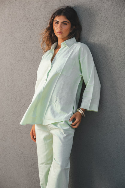 Signature Light Green Linen Chemise