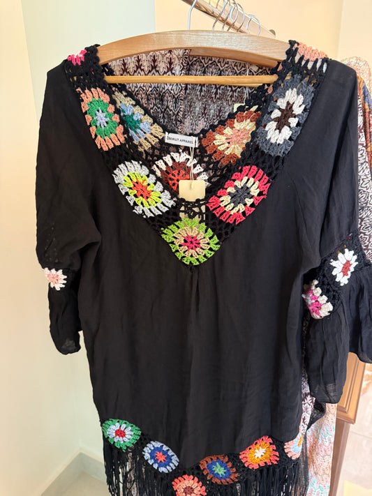 Short Cover Up Dress with Fringes