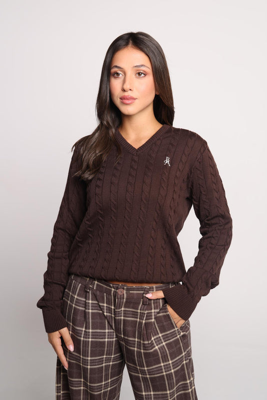 Margot Cable - Knit Sweater - Espresso