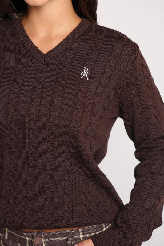 Margot Cable - Knit Sweater - Espresso