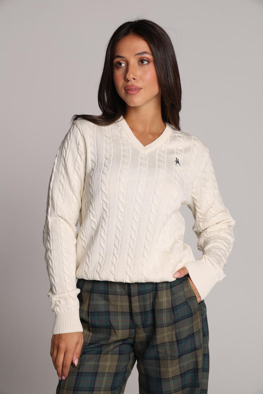 Margot Cable-Knit Sweater - Vanilla