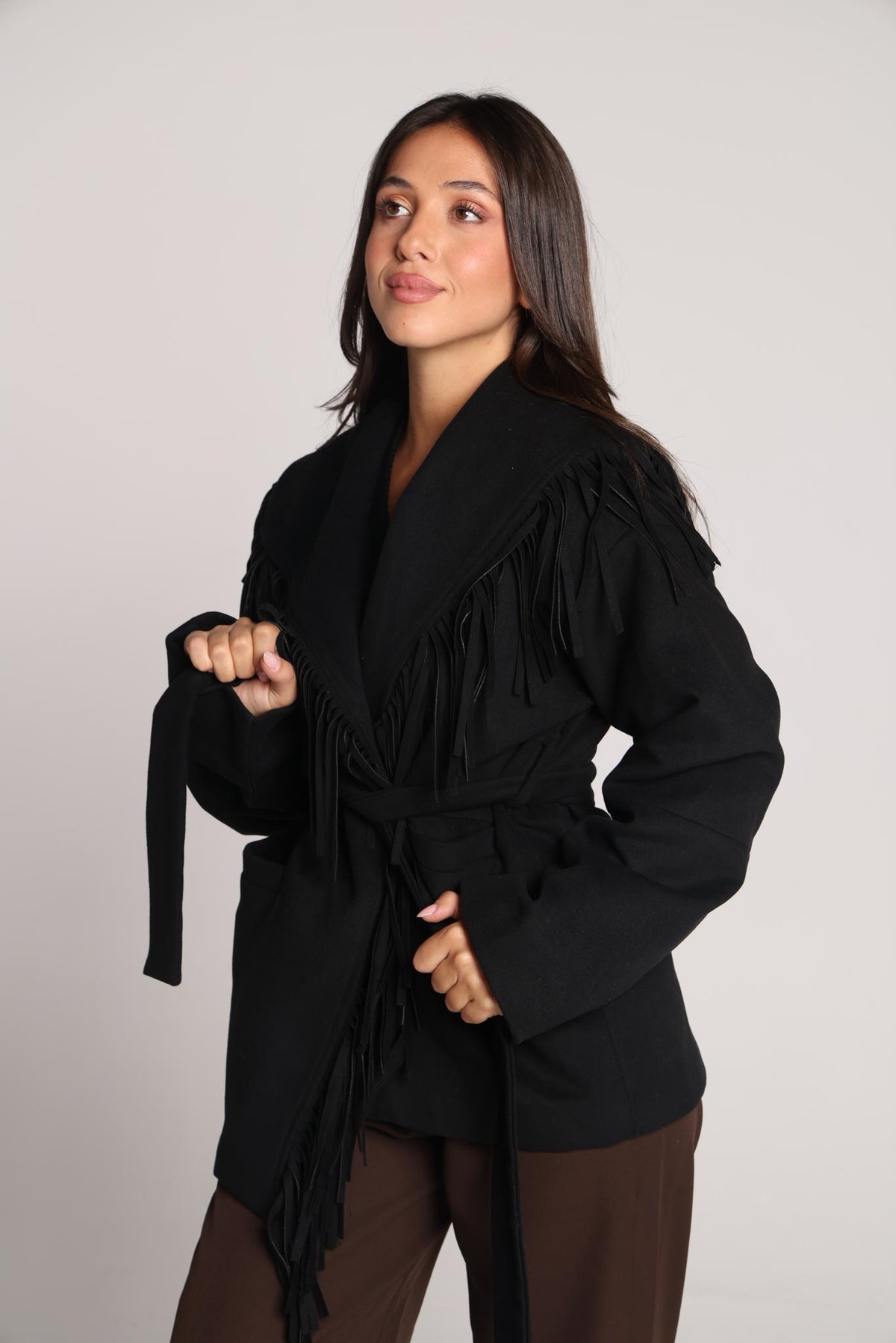 Raven Fringe Cashmere Jacket