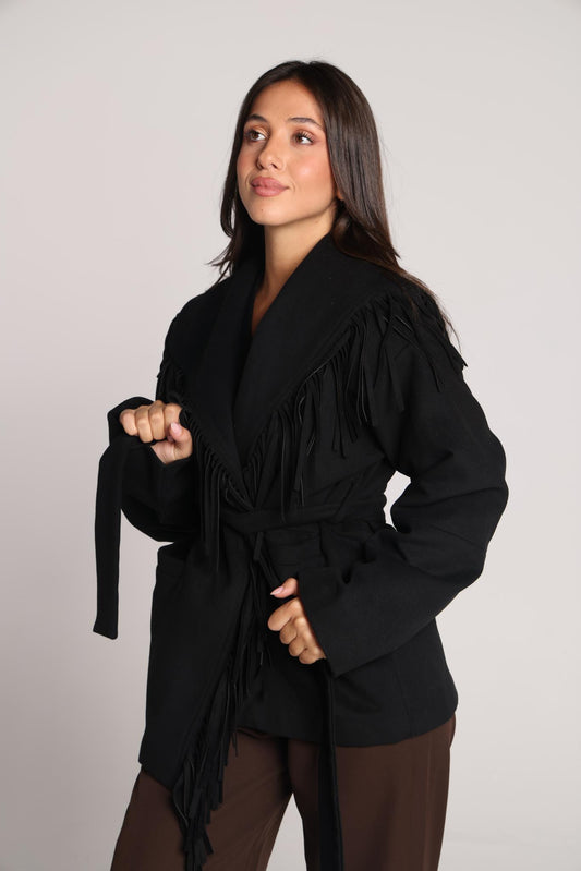 Raven Fringe Cashmere Jacket