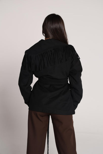 Raven Fringe Cashmere Jacket