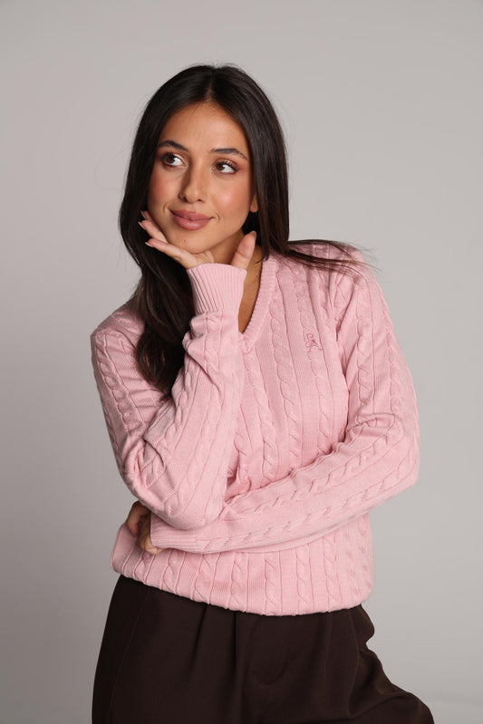 Margot Cable - Knit Sweater - Blush