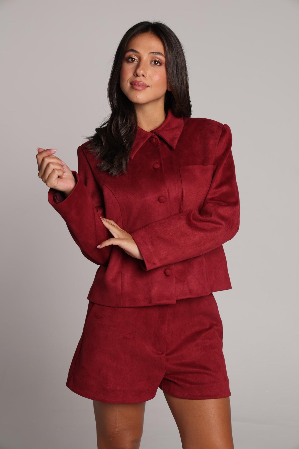 Wine Suede Jacket