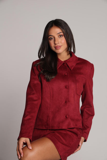 Wine Suede Jacket