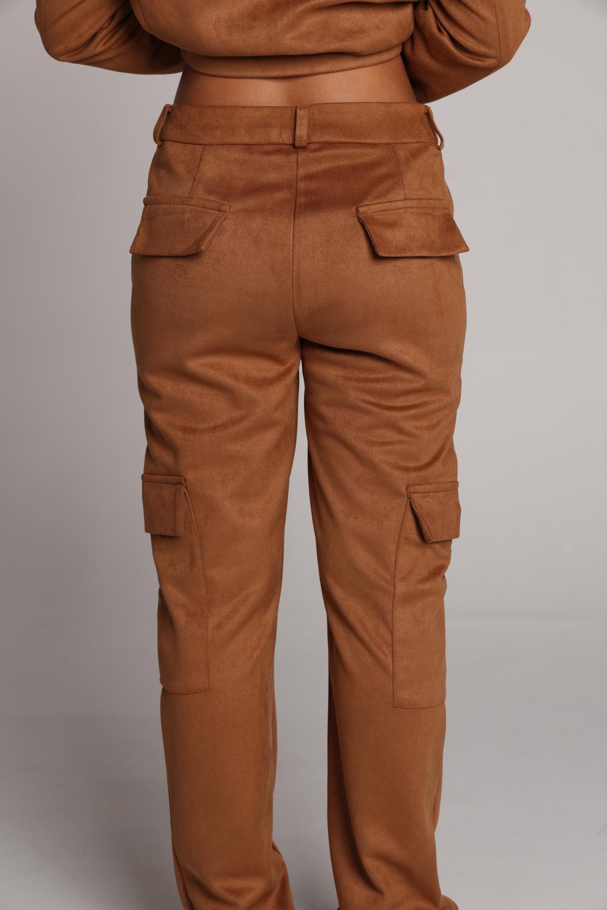 Cognac Suede Cargo Trousers