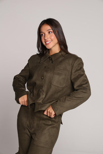 Olive Martini Suede Jacket