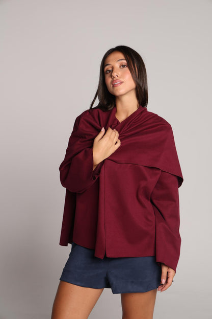 Camille Scarf Jacket - Bordeaux