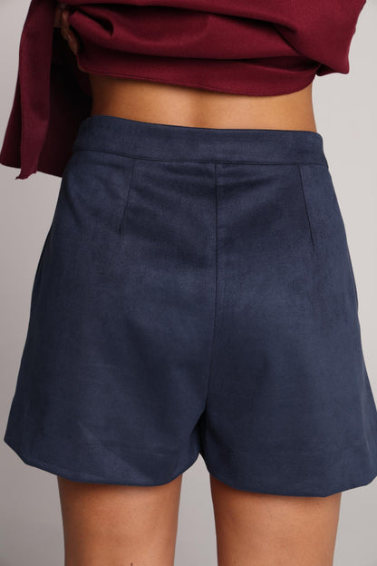 Navy Rum Suede Shorts