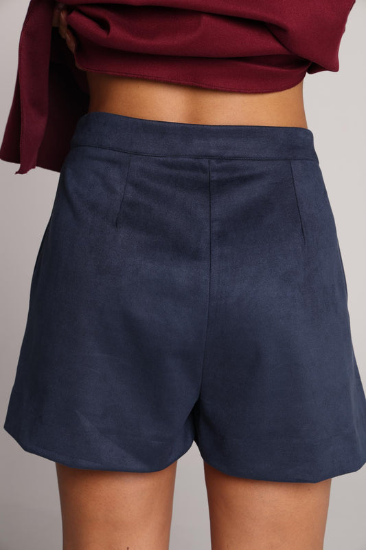Navy Rum Suede Shorts
